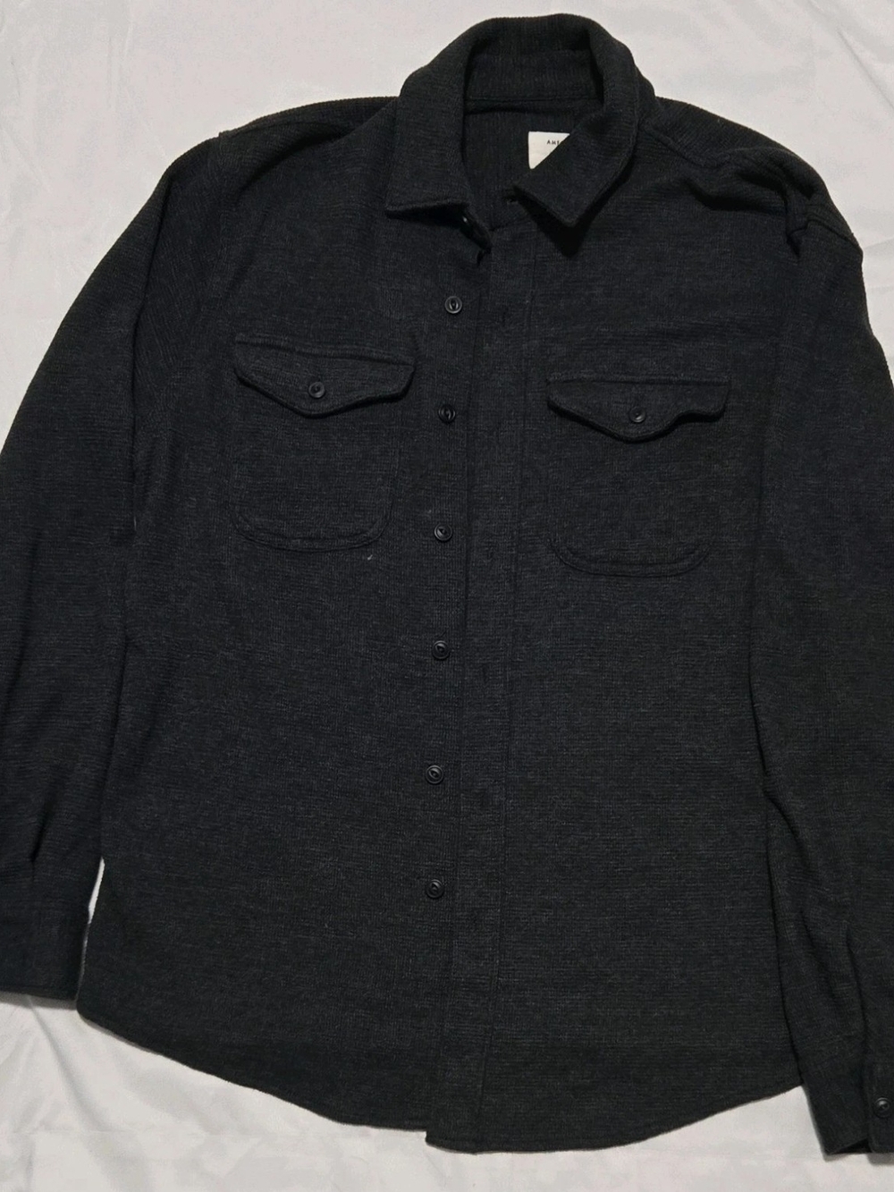 American Eagle Outfitters Dark Charcoal Button-Up Shirt Jacket